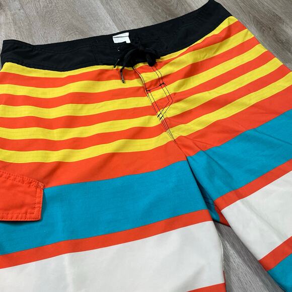 Quiksilver Boardshorts Mens 36 Surf Swim Trunks Striped Drawstring Pocket - Picture 4 of 10